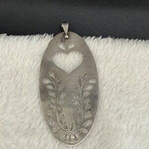 Vintage Dominique Dinouart Pendant Silver Heart Cutout Floral Signed DDD